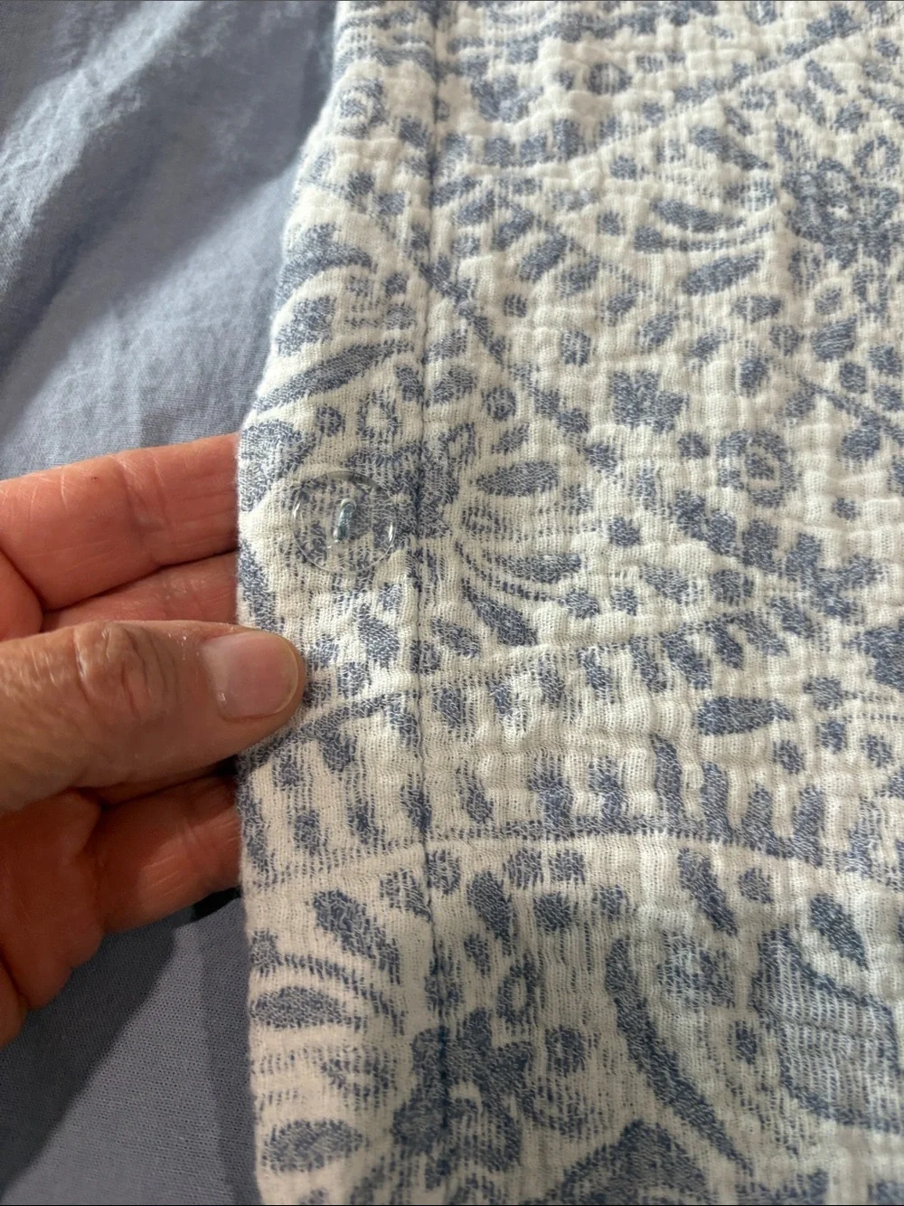 Tahari Slate Blue & Cream Paisley Quilted Coverlet